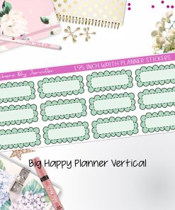 Scallop Labels 1.95 inch Width Quarter Boxes 324 for Big Happy Planner Vertical Planner Stickers