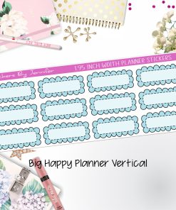 Scallop Labels 1.95 inch Width Quarter Boxes 330 for Big Happy Planner Vertical Planner Stickers