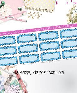 Scallop Labels 1.95 inch Width Quarter Boxes 333 for Big Happy Planner Vertical Planner Stickers