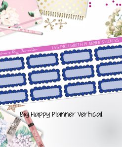 Scallop Labels 1.95 inch Width Quarter Boxes 338 for Big Happy Planner Vertical Planner Stickers