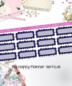 Scallop Labels 1.95 inch Width Quarter Boxes 340 for Big Happy Planner Vertical Planner Stickers