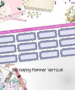 Scallop Labels 1.95 inch Width Quarter Boxes 343 for Big Happy Planner Vertical Planner Stickers