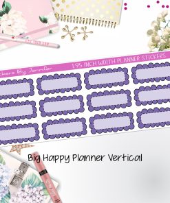 Scallop Labels 1.95 inch Width Quarter Boxes 348 for Big Happy Planner Vertical Planner Stickers