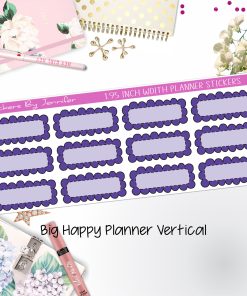 Scallop Labels 1.95 inch Width Quarter Boxes 349 for Big Happy Planner Vertical Planner Stickers