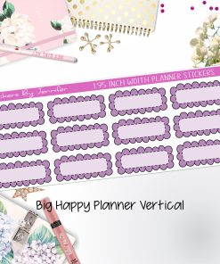 Scallop Labels 1.95 inch Width Quarter Boxes 353 for Big Happy Planner Vertical Planner Stickers