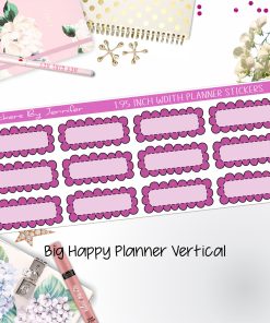 Scallop Labels 1.95 inch Width Quarter Boxes 359 for Big Happy Planner Vertical Planner Stickers