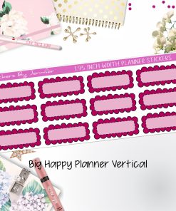 Scallop Labels 1.95 inch Width Quarter Boxes 361 for Big Happy Planner Vertical Planner Stickers