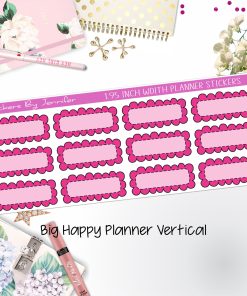 Scallop Labels 1.95 inch Width Quarter Boxes 363 for Big Happy Planner Vertical Planner Stickers