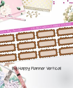 Scallop Labels 1.95 inch Width Quarter Boxes 384 for Big Happy Planner Vertical Planner Stickers