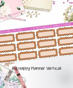 Scallop Labels 1.95 inch Width Quarter Boxes 386 for Big Happy Planner Vertical Planner Stickers