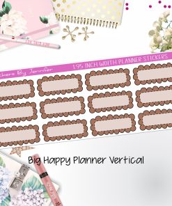 Scallop Labels 1.95 inch Width Quarter Boxes 394 for Big Happy Planner Vertical Planner Stickers