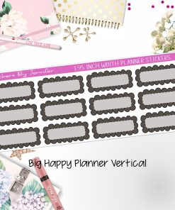 Scallop Labels 1.95 inch Width Quarter Boxes 395 for Big Happy Planner Vertical Planner Stickers