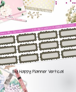 Scallop Labels 1.95 inch Width Quarter Boxes 396 for Big Happy Planner Vertical Planner Stickers