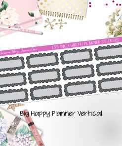 Scallop Labels 1.95 inch Width Quarter Boxes 399 for Big Happy Planner Vertical Planner Stickers