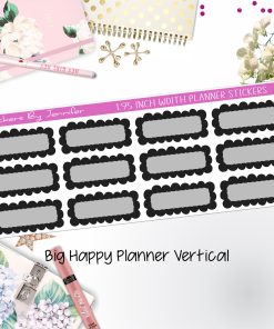 Scallop Labels 1.95 inch Width Quarter Boxes 400 for Big Happy Planner Vertical Planner Stickers