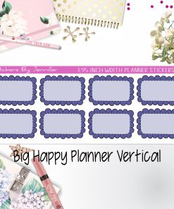 Scalloped Labels 1.95 inch Width Half Boxes 177 for Big Happy Planner Vertical Planner Stickers