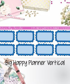 Scalloped Labels 1.95 inch Width Half Boxes 186 for Big Happy Planner Vertical Planner Stickers