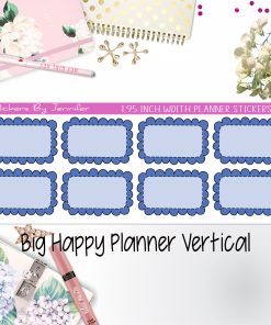 Scalloped Labels 1.95 inch Width Half Boxes 191 for Big Happy Planner Vertical Planner Stickers