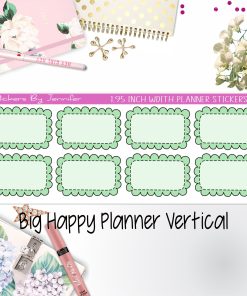 Scalloped Labels 1.95 inch Width Half Boxes 203 for Big Happy Planner Vertical Planner Stickers