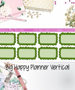 Scalloped Labels 1.95 inch Width Half Boxes 208 for Big Happy Planner Vertical Planner Stickers