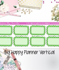 Scalloped Labels 1.95 inch Width Half Boxes 211 for Big Happy Planner Vertical Planner Stickers