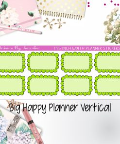 Scalloped Labels 1.95 inch Width Half Boxes 214 for Big Happy Planner Vertical Planner Stickers
