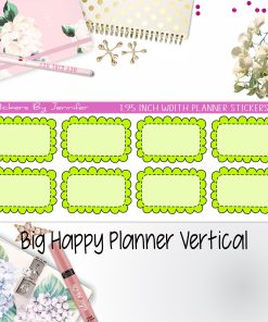 Scalloped Labels 1.95 inch Width Half Boxes 215 for Big Happy Planner Vertical Planner Stickers