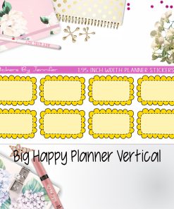 Scalloped Labels 1.95 inch Width Half Boxes 217 for Big Happy Planner Vertical Planner Stickers