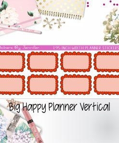 Scalloped Labels 1.95 inch Width Half Boxes 224 for Big Happy Planner Vertical Planner Stickers