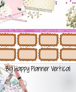 Scalloped Labels 1.95 inch Width Half Boxes 225 for Big Happy Planner Vertical Planner Stickers