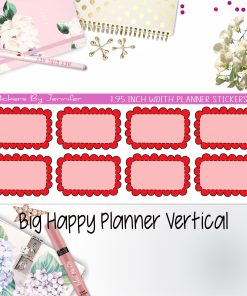 Scalloped Labels 1.95 inch Width Half Boxes 231 for Big Happy Planner Vertical Planner Stickers