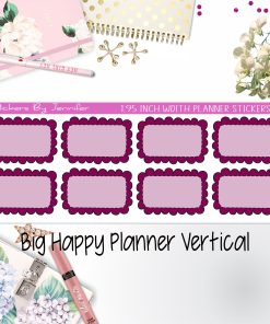 Scalloped Labels 1.95 inch Width Half Boxes 237 for Big Happy Planner Vertical Planner Stickers