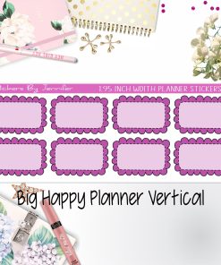Scalloped Labels 1.95 inch Width Half Boxes 246 for Big Happy Planner Vertical Planner Stickers