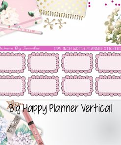 Scalloped Labels 1.95 inch Width Half Boxes 248 for Big Happy Planner Vertical Planner Stickers