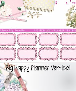 Scalloped Labels 1.95 inch Width Half Boxes 253 for Big Happy Planner Vertical Planner Stickers