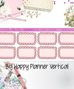 Scalloped Labels 1.95 inch Width Half Boxes 255 for Big Happy Planner Vertical Planner Stickers