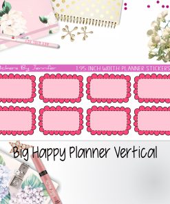 Scalloped Labels 1.95 inch Width Half Boxes 256 for Big Happy Planner Vertical Planner Stickers