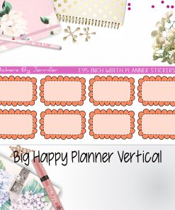 Scalloped Labels 1.95 inch Width Half Boxes 260 for Big Happy Planner Vertical Planner Stickers