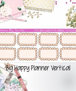 Scalloped Labels 1.95 inch Width Half Boxes 264 for Big Happy Planner Vertical Planner Stickers