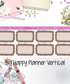 Scalloped Labels 1.95 inch Width Half Boxes 269 for Big Happy Planner Vertical Planner Stickers
