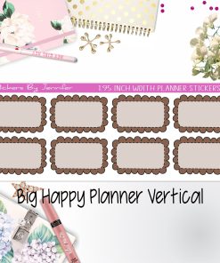 Scalloped Labels 1.95 inch Width Half Boxes 270 for Big Happy Planner Vertical Planner Stickers