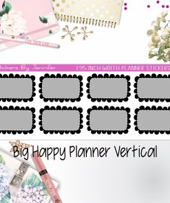 Scalloped Labels 1.95 inch Width Half Boxes 275 for Big Happy Planner Vertical Planner Stickers