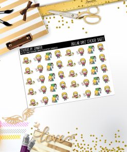School Character Girl Mini DD046, Planner Stickers, Bullet Journal, Functional Planner Stickers, Stationary Stickers