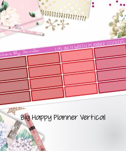 Tinted Rectangle 1.95 inch Width Quarter Boxes 414 for Big Happy Planner Vertical Planner Stickers
