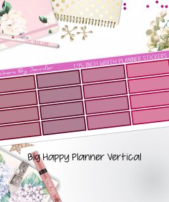 Tinted Rectangle 1.95 inch Width Quarter Boxes 415 for Big Happy Planner Vertical Planner Stickers