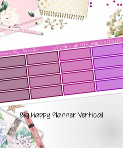 Tinted Rectangle 1.95 inch Width Quarter Boxes 416 for Big Happy Planner Vertical Planner Stickers