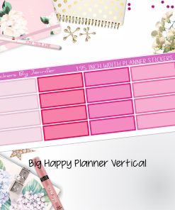 Tinted Rectangle 1.95 inch Width Quarter Boxes 419 for Big Happy Planner Vertical Planner Stickers