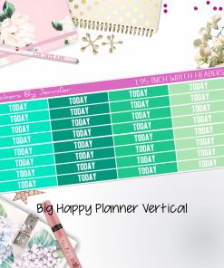 Today Headers 1.95 inch Width 482 for Big Happy Planner Vertical Planner Stickers