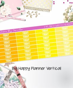 Today Headers 1.95 inch Width 486 for Big Happy Planner Vertical Planner Stickers