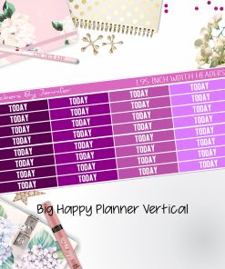 Today Headers 1.95 inch Width 493 for Big Happy Planner Vertical Planner Stickers